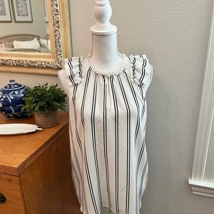 J. Crew White and Black Striped Blouse